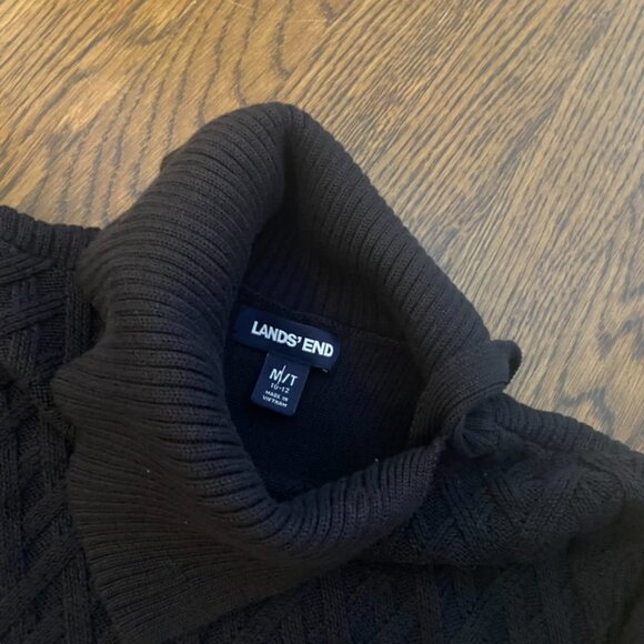 (2) Lands End cable knit sweaters split cowl neck black & navy M Tall - Picture 6 of 8